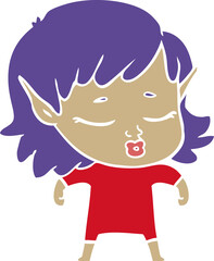 pretty flat color style cartoon elf girl