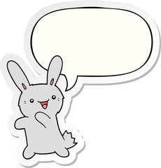cartoon rabbit with speech bubble sticker