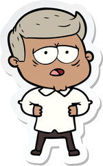 sticker of a cartoon tired man