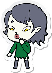 sticker of a cute cartoon vampire girl