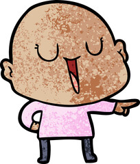 happy cartoon bald man