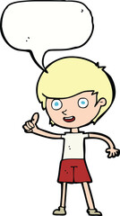 cartoon boy giving thumbs up symbol with speech bubble
