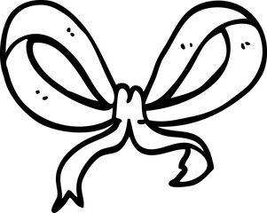 line drawing cartoon red bow