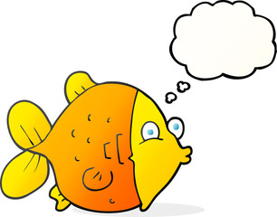 freehand drawn thought bubble cartoon funny fish