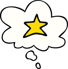 cartoon star symbol with thought bubble