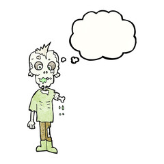 freehand drawn thought bubble textured cartoon zombie