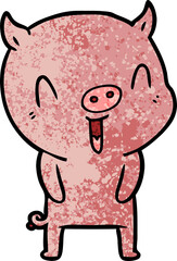 happy cartoon pig