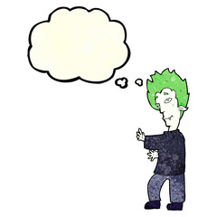 cartoon vampire with thought bubble