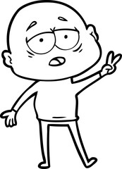 cartoon tired bald man