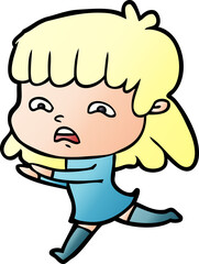 cartoon worried woman