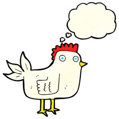 cartoon hen with thought bubble