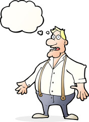 cartoon shocked man with thought bubble
