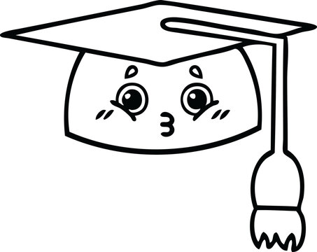 recommend clip art: line drawing cartoon of a graduation hat