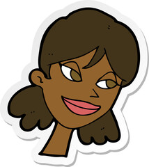 Obraz premium sticker of a cartoon happy female face