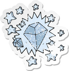 retro distressed sticker of a cartoon sparkling diamond