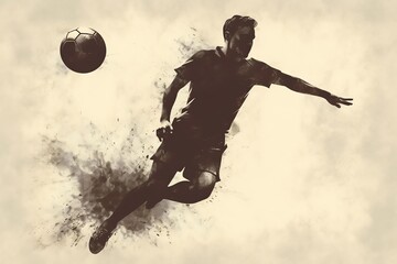 Fototapeta na wymiar Hand drawn soccer silhouette of a football player. Generative AI