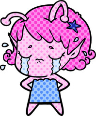 cartoon crying alien girl