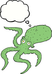 cartoon octopus with thought bubble