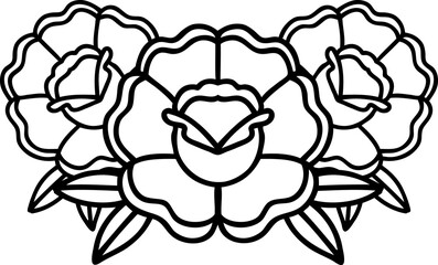 tattoo in black line style of a bouquet of flowers