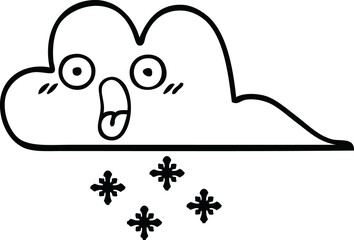 line drawing cartoon of a storm snow cloud