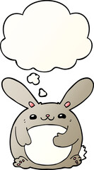 cartoon rabbit with thought bubble in smooth gradient style