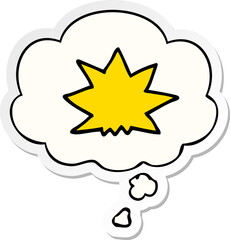 cartoon explosion with thought bubble as a printed sticker