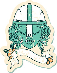 Retro Tattoo Style orc fighter character face