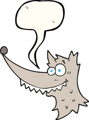 freehand drawn speech bubble cartoon wolf head