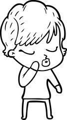 cartoon woman with eyes shut