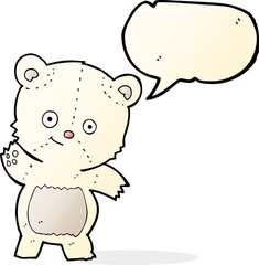 Naklejka premium cute polar bear cartoon with speech bubble
