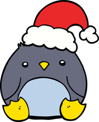 cute cartoon penguin wearing christmas hat