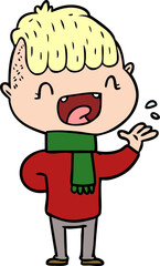 cartoon happy boy laughing