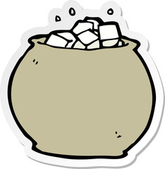 sticker of a cartoon bowl of sugar