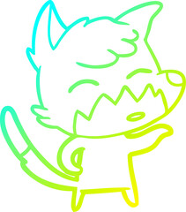 cold gradient line drawing of a cartoon fox