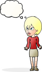 cartoon annoyed woman with thought bubble