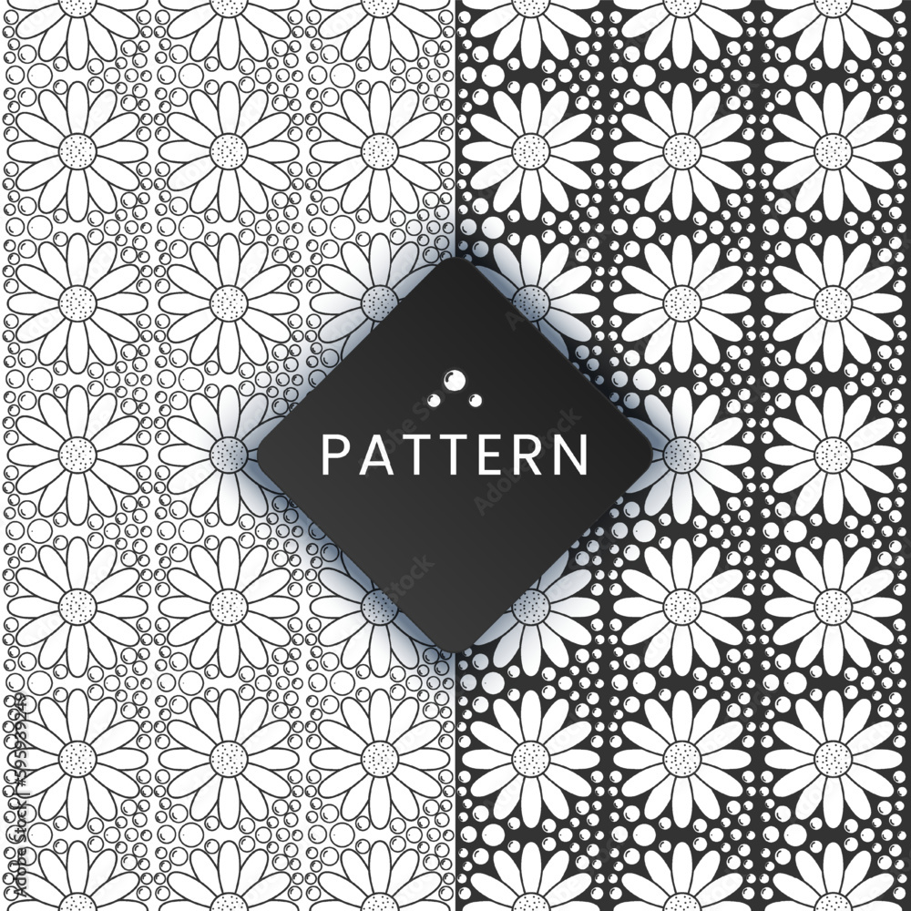 Poster seamless pattern vector design with sunflowers and polka dots