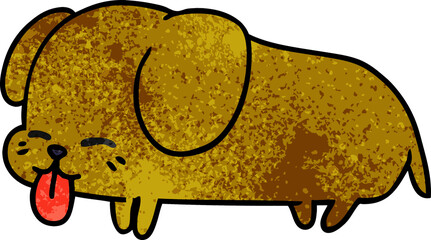 freehand drawn textured cartoon of cute kawaii dog