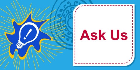 Ask Us Bulb Blue Red Yellow Element Text