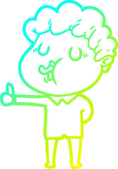 cold gradient line drawing of a cartoon man singing