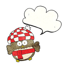 freehand speech bubble textured cartoon cute owl