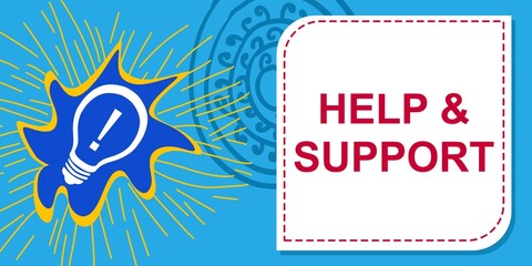 Naklejka premium Help And Support Bulb Blue Red Yellow Element Text
