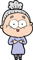cartoon happy old woman