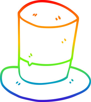 recommend clip art: rainbow gradient line drawing of a cartoon top hat