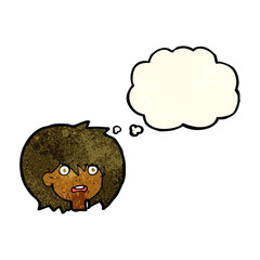 cartoon shocked expression  with thought bubble