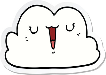 sticker of a cute cartoon cloud