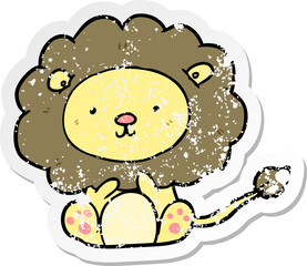 distressed sticker of a cartoon lion