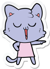 sticker of a cartoon cat singing