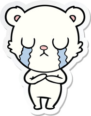 sticker of a crying polar bear cartoon