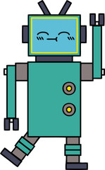 cute cartoon of a happy robot