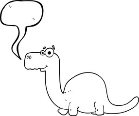 freehand drawn speech bubble cartoon dinosaur